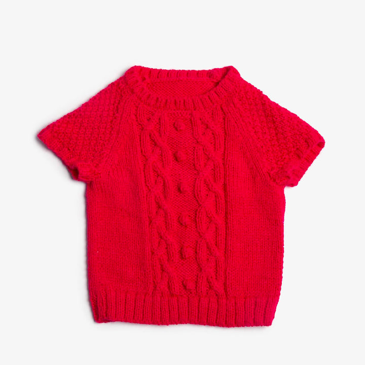 M1722 - Short-sleeved cable sweater 